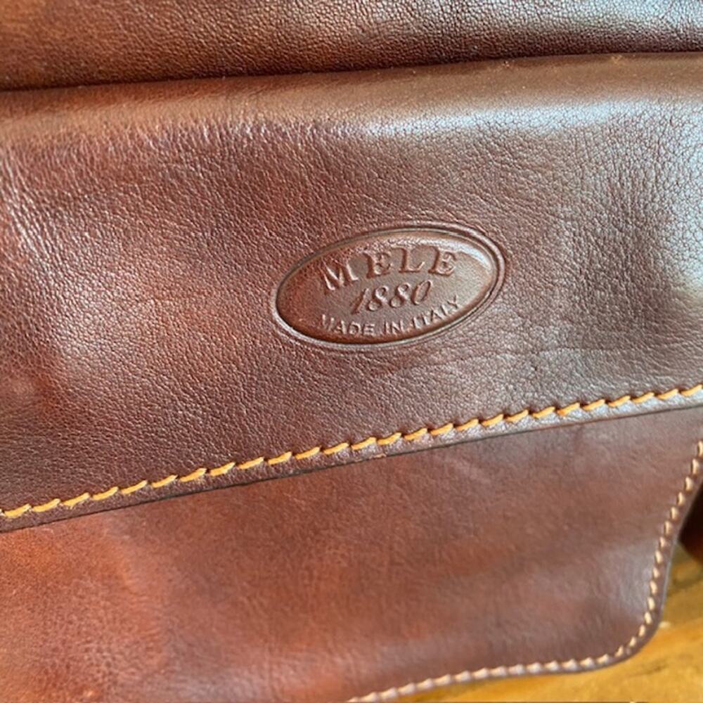 Mele 1880 Made in Italy Handmade Brown Leather Satchel - Picture 5 of 8
